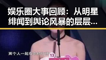 娱乐圈大事回顾:从明星绯闻到舆论风暴的层层演变